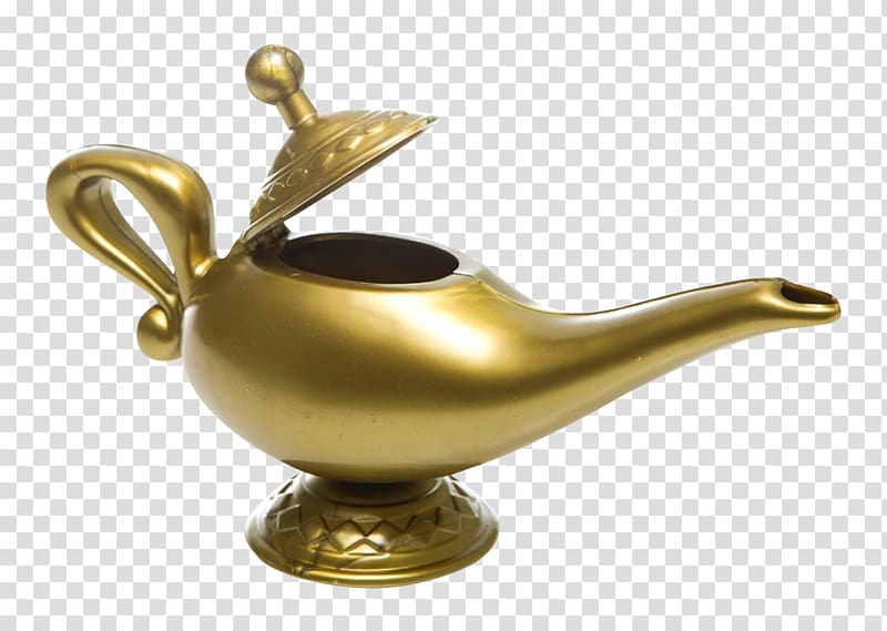 gold genie's lamp illustration, Genie Aladdin, Genie Lamp transparent background PNG clipart