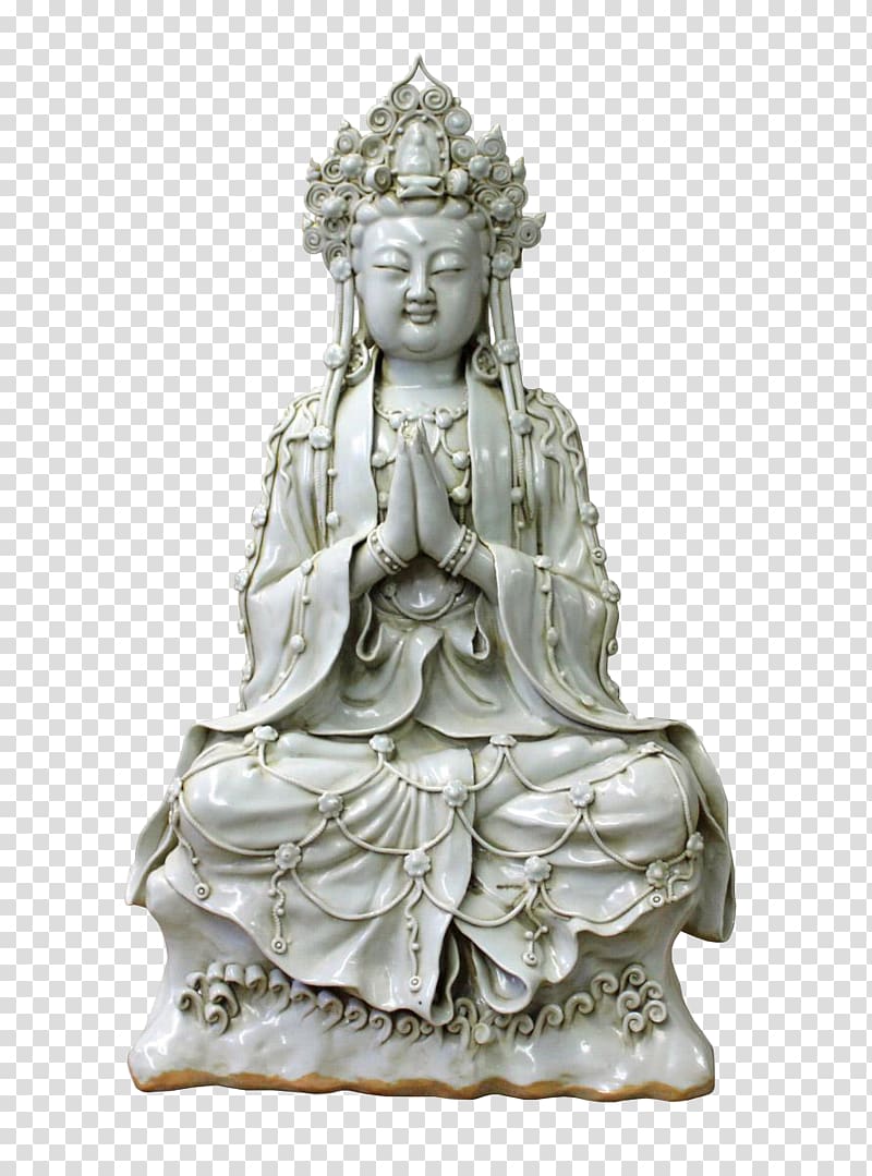 Statue Tara Bodhisattva Guanyin Figurine, chinese porcelain transparent background PNG clipart