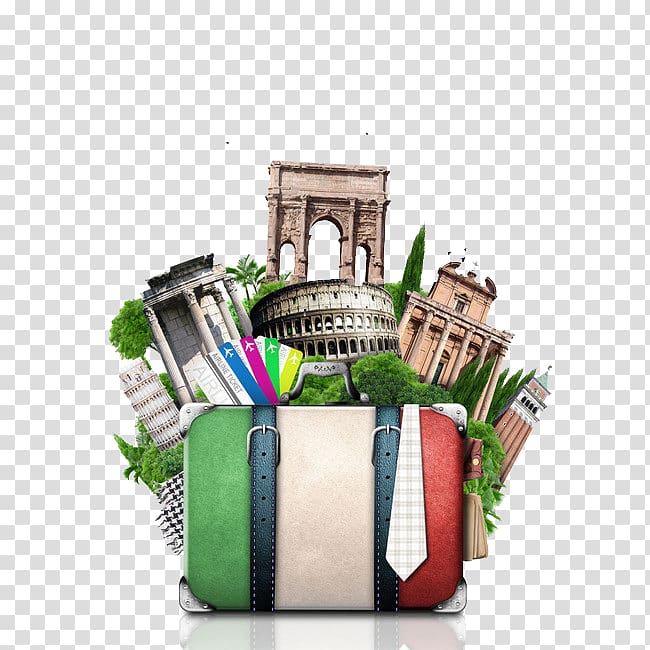 assorted concrete building illustration, Colosseum Venice Pisa Travel Train, Italy Travel transparent background PNG clipart