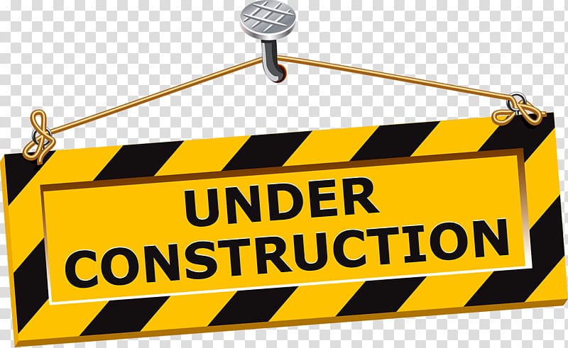 yellow and black under construction sign , Architectural engineering , Traffic signs transparent background PNG clipart