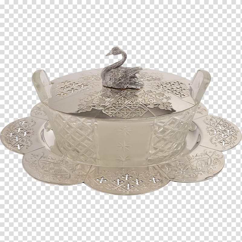 Tableware Teapot Lid Silver Cup, swan transparent background PNG clipart