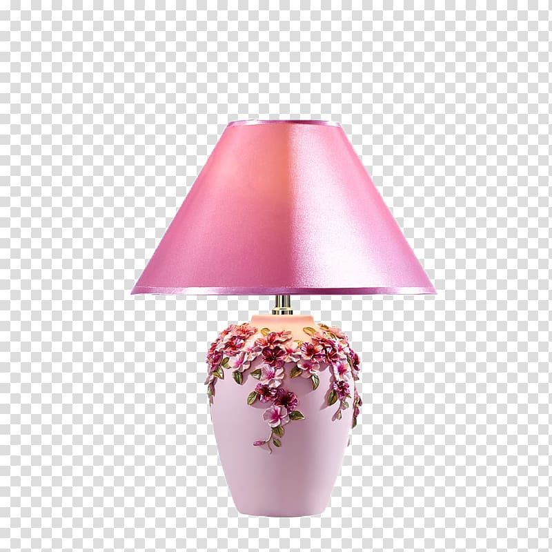 Table Nightstand Lampe de bureau Light fixture, Pink table lamp transparent background PNG clipart