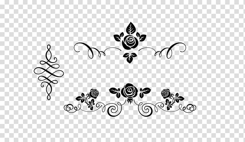 two black flowers , Euclidean Silhouette, Vintage Rose pattern Free transparent background PNG clipart