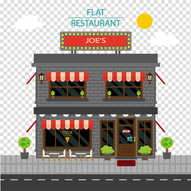 Flat floor restaurant design material transparent background PNG clipart