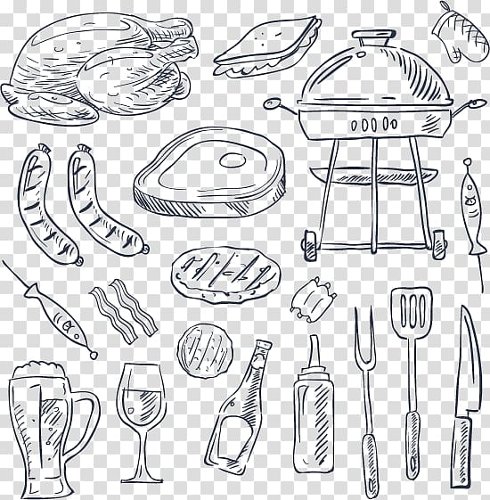gas grill illustration, Barbecue Grilling Fish, Grill element transparent background PNG clipart