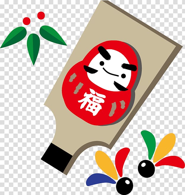 European rabbit Japanese New Year Illustration Hagoita, transparent background PNG clipart