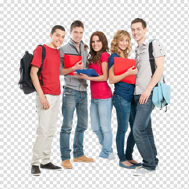 men and women standing while carrying red and blue file folders, Student group College , Beauty Fashion Students transparent background PNG clipart