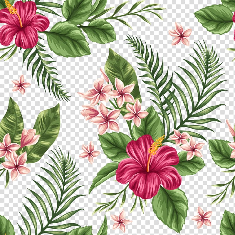 pink and red flowers illustraton, Flower Tropics Watercolor painting, Hand-painted flowers background transparent background PNG clipart