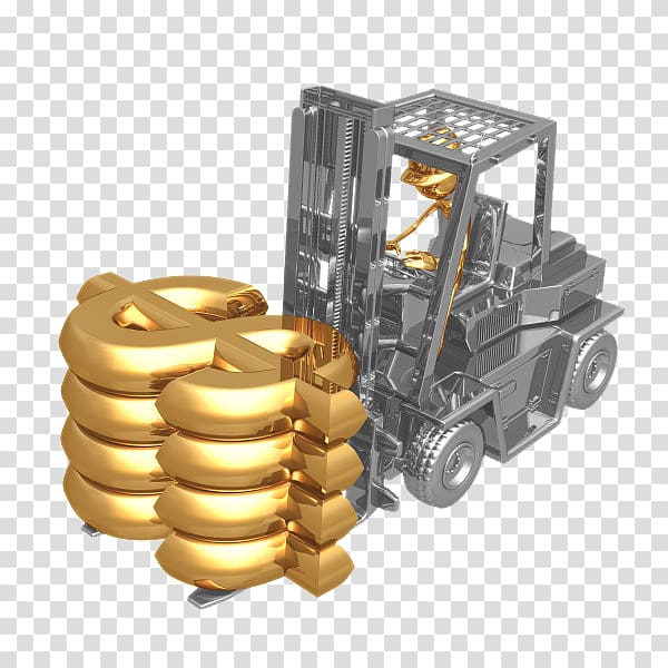 Forklift Service Foreign Exchange Market Illustration, 3D golden dollar forklift transparent background PNG clipart