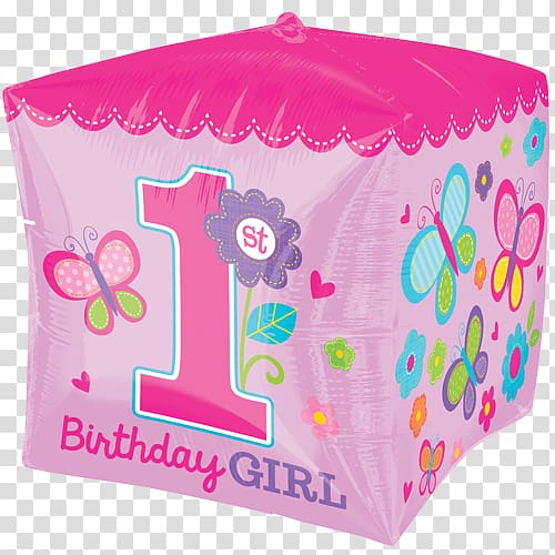 Mylar balloon Birthday cake Sweet sixteen, 1st birthday girl transparent background PNG clipart