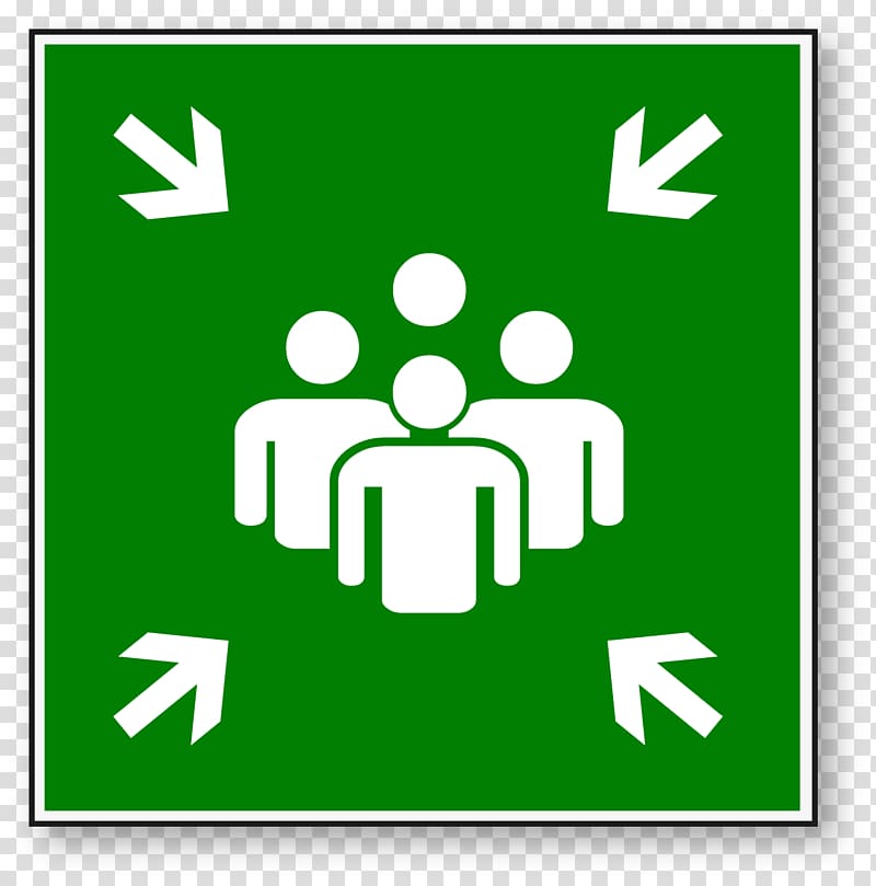 white and green four people signage, Meeting point Signage Safety Symbol , reunion transparent background PNG clipart