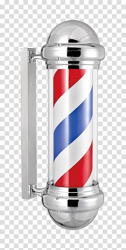 red and blue barber's pole, Barber\'s pole Barber chair Beauty Parlour Cosmetologist, barber pole transparent background PNG clipart