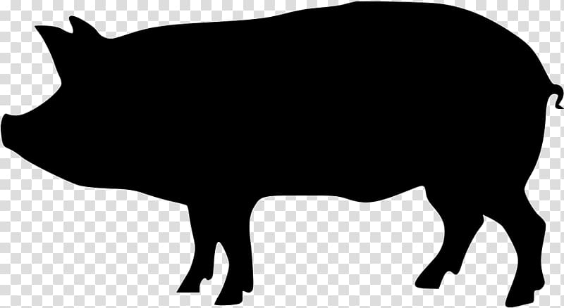 black and white pig sketch, Domestic pig Silhouette , pig transparent background PNG clipart