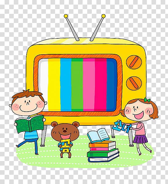 Television Cartoon , Children and TV and books transparent background PNG clipart