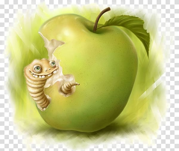 Worm Apple, Apple Creative Design transparent background PNG clipart