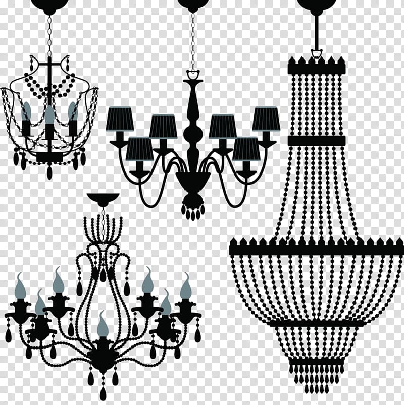black chandelier illustrations, Chandelier Lighting , Crystal chandeliers transparent background PNG clipart