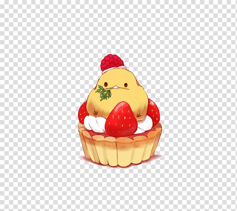Chicken Food Petit four Moe Masala chai, Strawberry cake chick transparent background PNG clipart