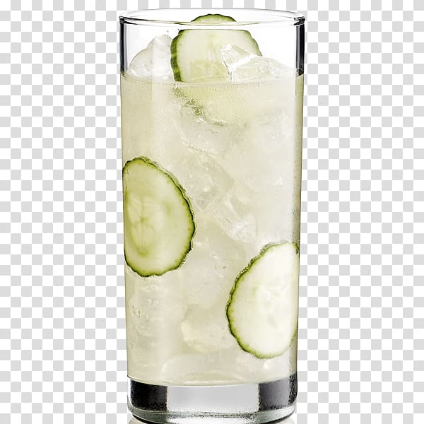 Rickey Cocktail Vodka tonic Limeade Juice, fresh cucumber slices hq transparent background PNG clipart