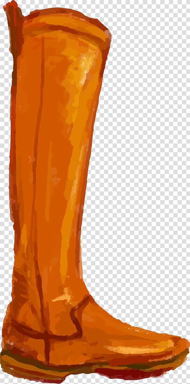 Riding boot Shoe Drawing, painted orange boots transparent background PNG clipart