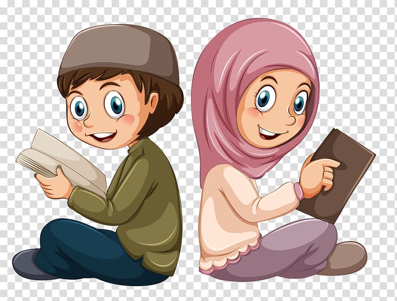 Muslim Islam Quran Boy, Muslim Students, boy and girl illustration transparent background PNG clipart