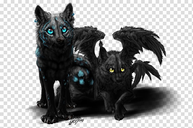 Gray wolf Black wolf Drawing Cat, demon transparent background PNG clipart