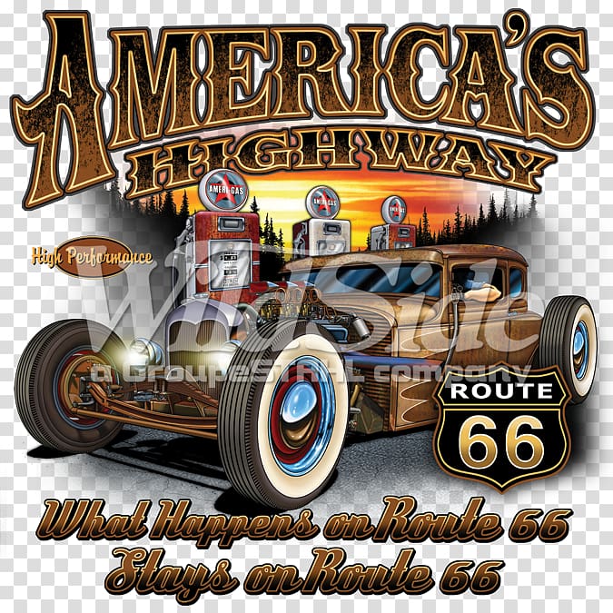 U.S. Route 66 Hot rod Car Speed shop Rat rod, oval metal buckets wholesale transparent background PNG clipart