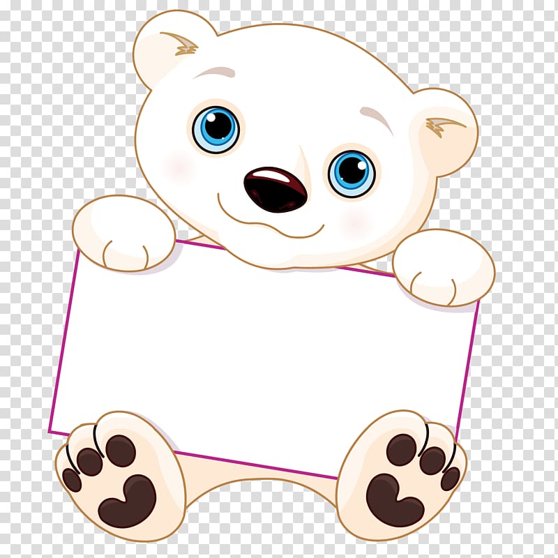 Polar bear Cuteness , Holding the sketch of the bear transparent background PNG clipart