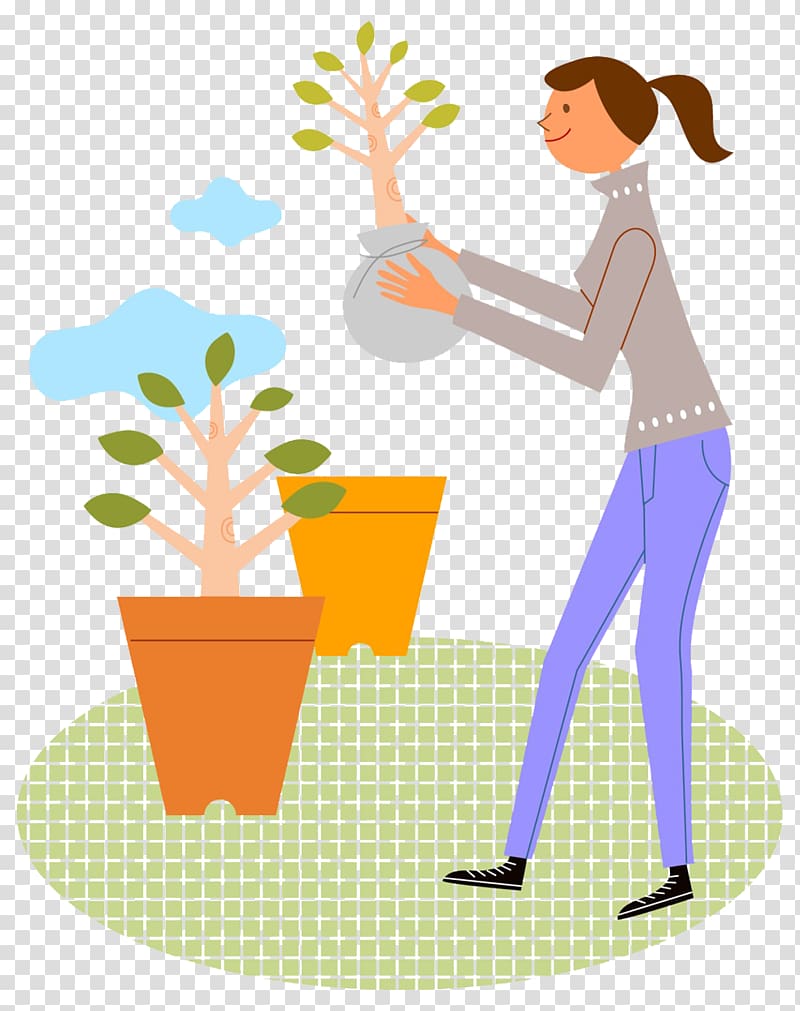 , Take the flower pot of the woman transparent background PNG clipart