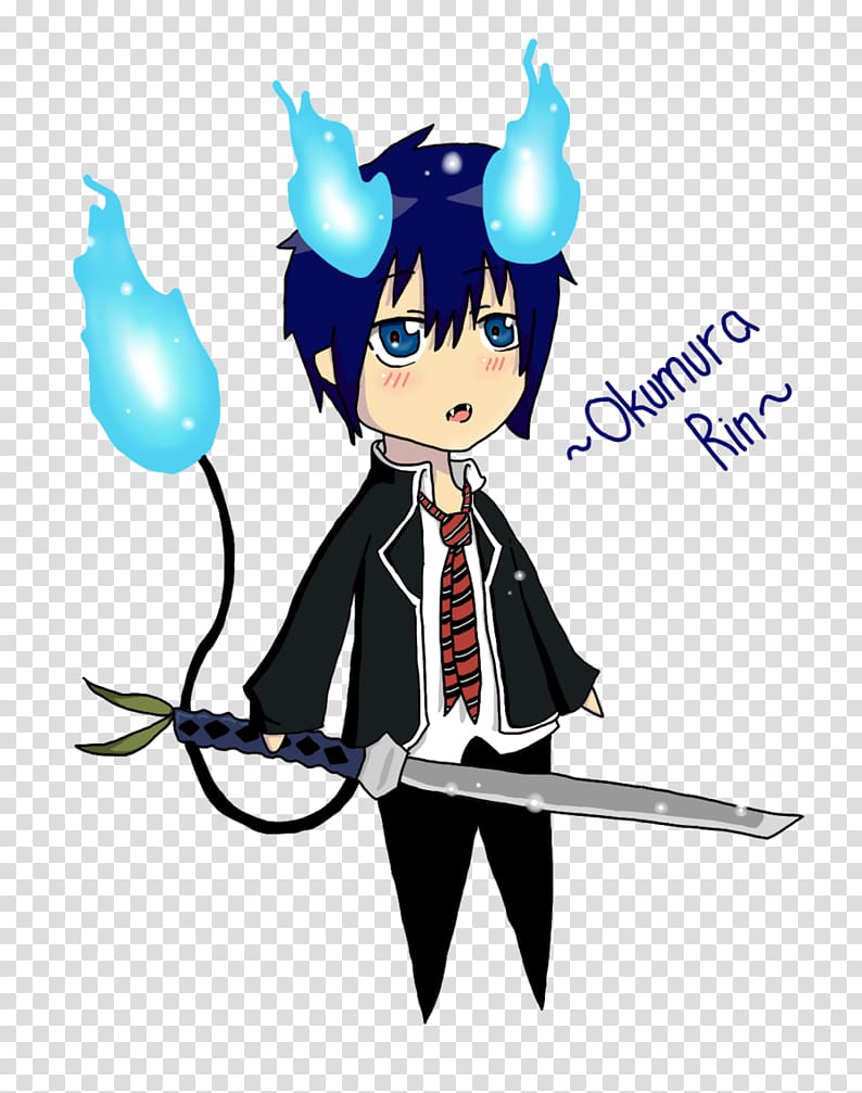 Rin Okumura Blue Exorcist Chibi Anime Character, Chibi transparent background PNG clipart