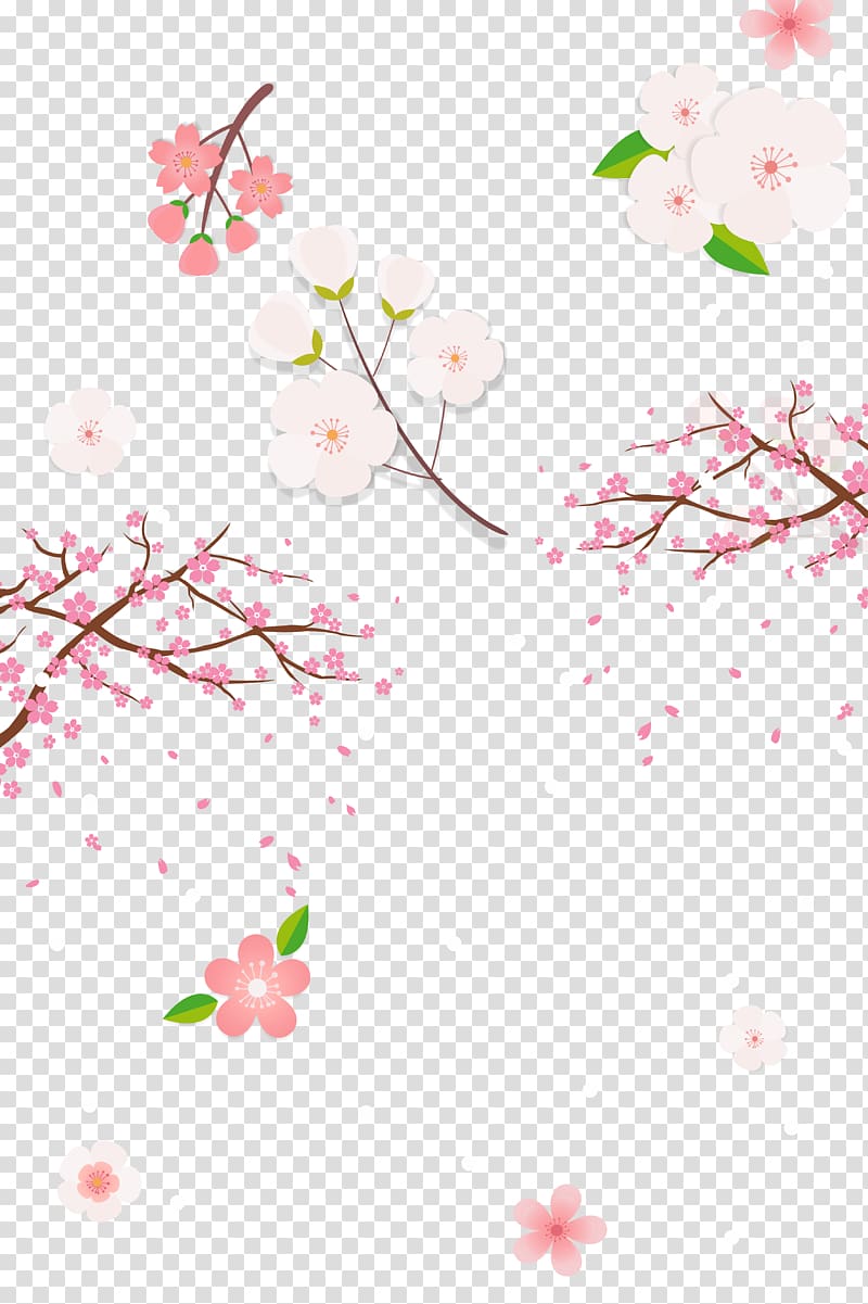 National Cherry Blossom Festival, Hand-painted cartoon cherry blossoms transparent background PNG clipart
