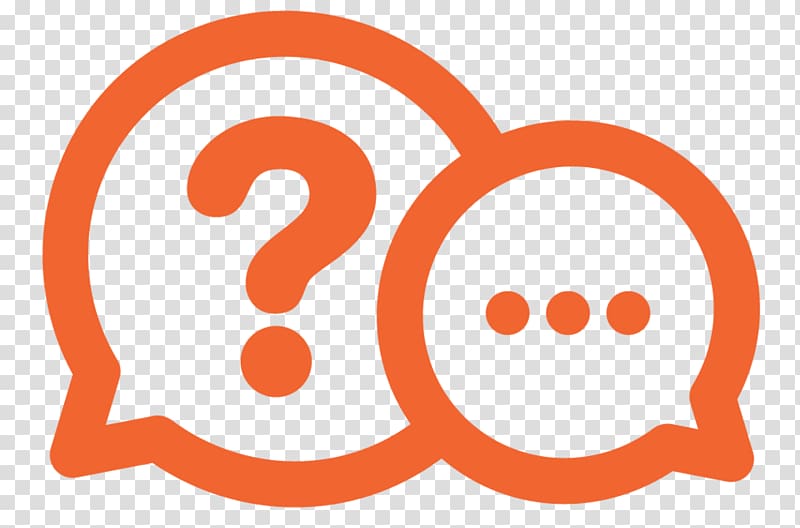 two orange speech balloons , Question FAQ Computer Icons Information Job interview, questions transparent background PNG clipart