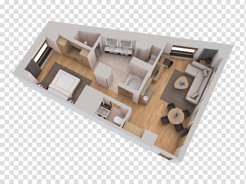 Conrad New York 3D floor plan Suite Hotel, bed top view transparent background PNG clipart