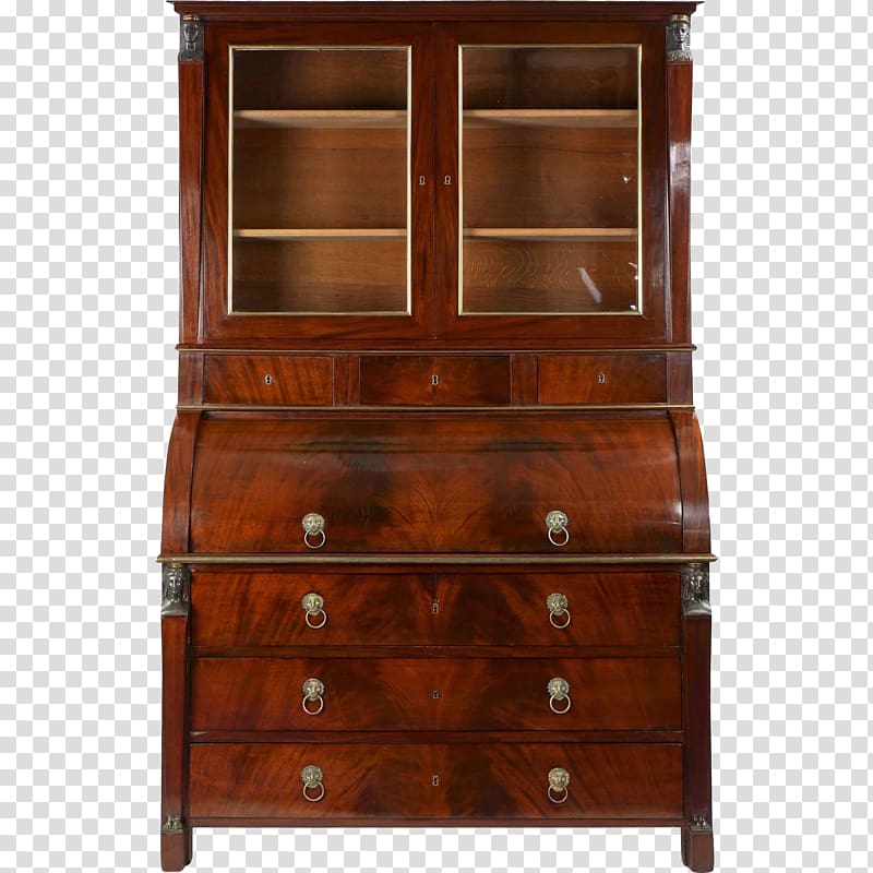 Secretary desk Chest of drawers Hutch Furniture, antique transparent background PNG clipart