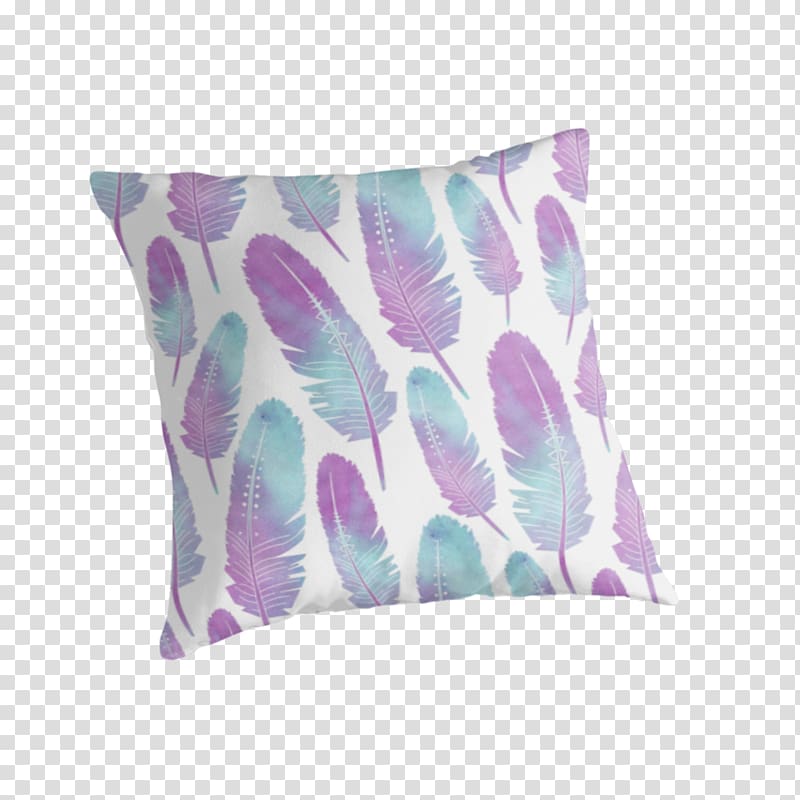 Throw Pillows Cushion Feather Lilac, feather watercolor transparent background PNG clipart