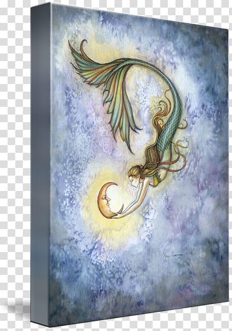 Deep Sea Moon: Mermaid Notebook Or Sketchbook by Molly Harrison Art Drawing Watercolor painting, watercolor mermaid in bathtub transparent background PNG clipart