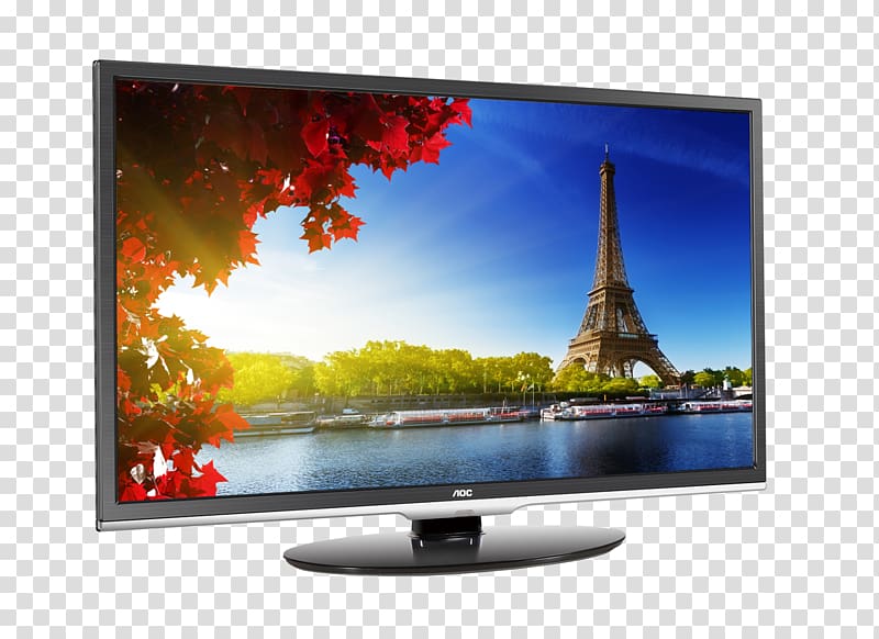 AOC flat screen monitor, Paper Partition wall Eiffel Tower Adhesive , television transparent background PNG clipart