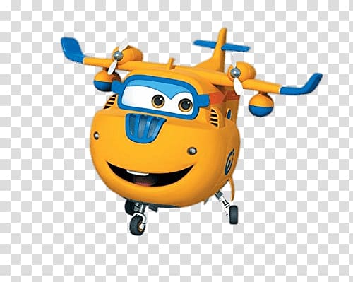 yellow and blue Disney Planes character, Donnie the Seaplane transparent background PNG clipart