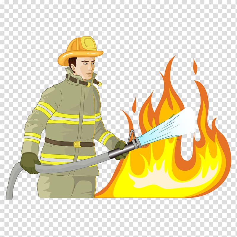 Firefighter Illustration, Firefighters extinguishing cartoon transparent background PNG clipart
