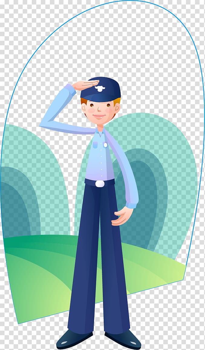 Salute Police officer Cartoon Illustration, Salute male police transparent background PNG clipart