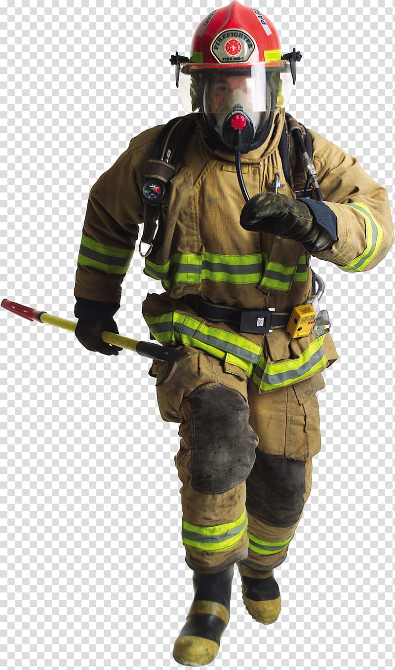 person wearing fire fighter suit, Firefighter\'s Combat Challenge Fire engine Bunker gear, Firefighter transparent background PNG clipart