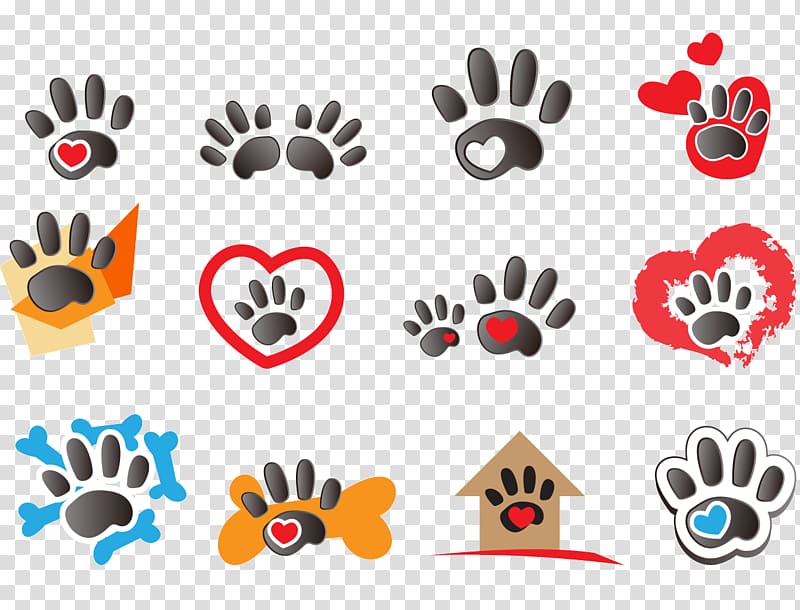 Logo Dog Cat Bear, Pet footprints transparent background PNG clipart