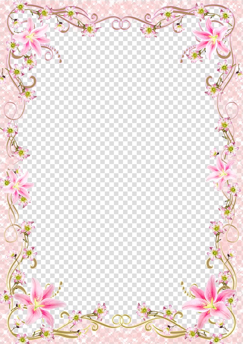 Frame Template Floral Border Frame Romantic Pink Line Pink Flowers Frame Transparent Background Png Clipart Hiclipart