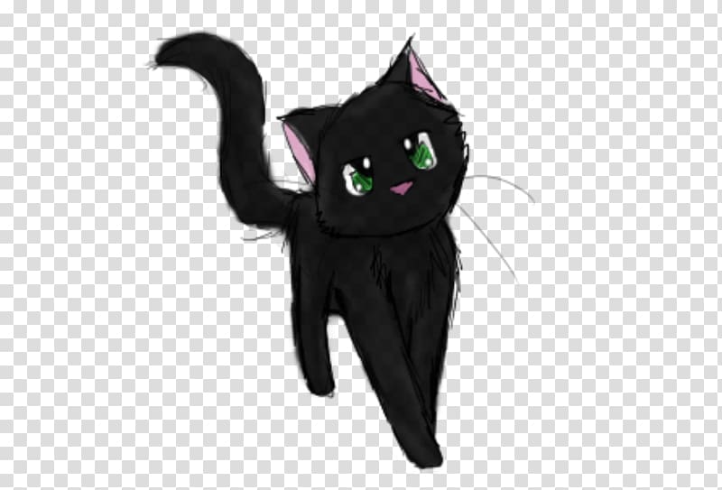 Black cat Warriors Hollyleaf Chibi, Cat transparent background PNG clipart