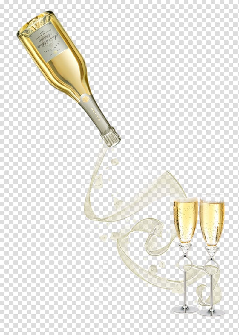 Prosecco Champagne Wine Beer Bottle, pouring transparent background PNG clipart