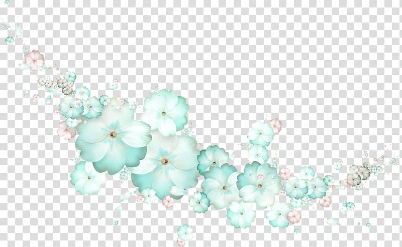 blue painted floating effect small floral transparent background PNG clipart