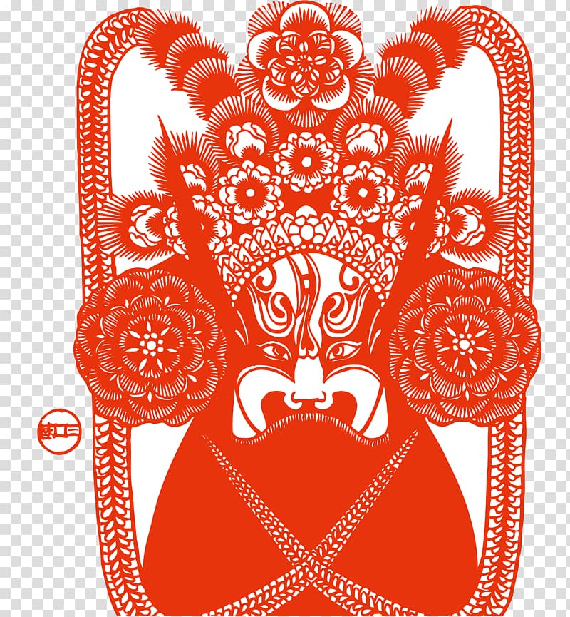 Chinese paper cutting Peking opera Papercutting, Facebook transparent background PNG clipart