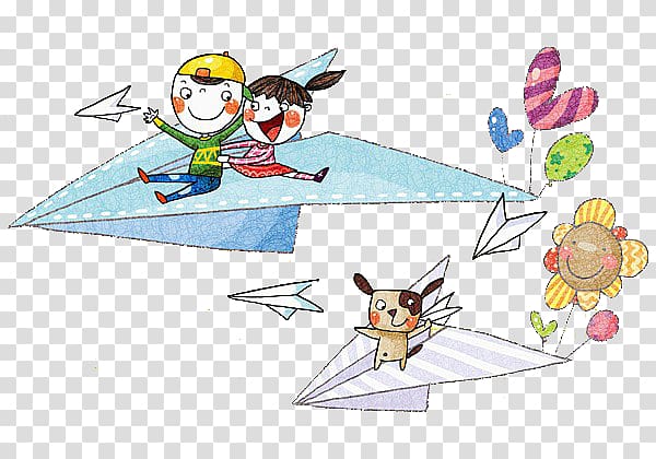 Paper plane Airplane, Child sitting on paper plane transparent background PNG clipart