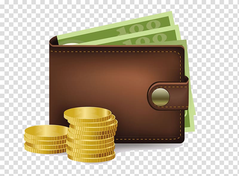 Wallet Leather, Gold and the dollar transparent background PNG clipart