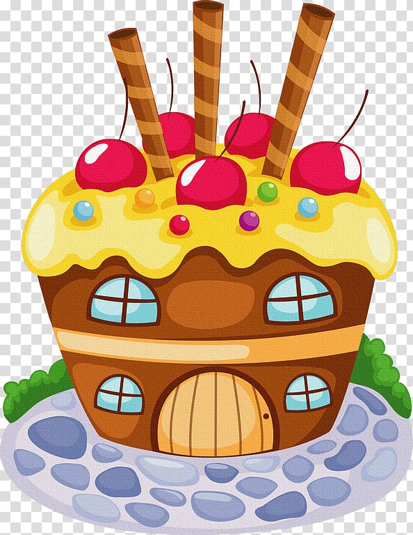 Cupcake Frosting & Icing Gingerbread house Drawing, house transparent background PNG clipart