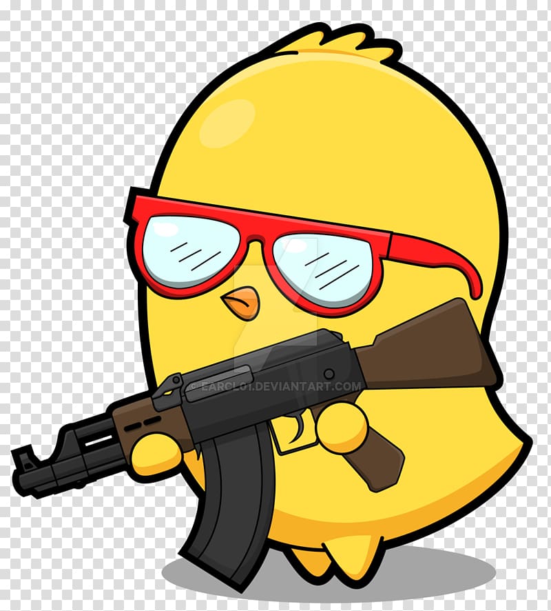 yellow chick holding assault rifle illustration, Rocket League Chicken gun Azar Azar PlayStation 4, gun transparent background PNG clipart